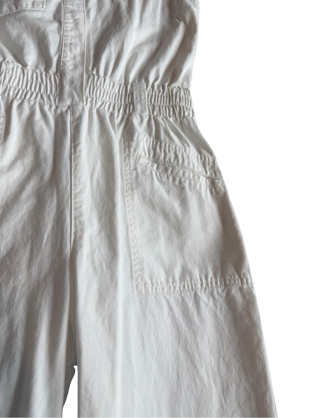 Pistola Rosie White Jumpsuit Cinched Waist Denim Straight Leg Size Medium - Picture 6 of 15